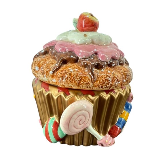 VTG Fitz and Floyd Candy Lane Express Ceramic Cupcake Gingerbread Trinket Dish - Picture 4 of 12